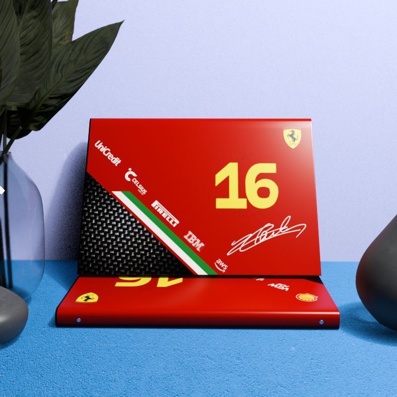 F1 racing style notebook, faux leather A5 lined notebook, size 16, Leclerc, size 44, Lewis, business