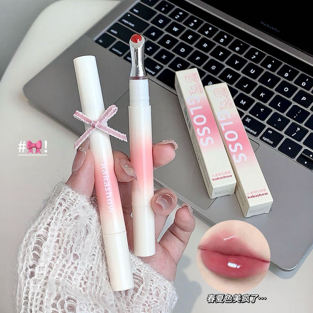 CJ Aqua Soft Color Lip Gloss หัวแปรงเหล็ก น้ําใส Dudu สไตล์เกาหลี Tender Lip Glaze ลิปสติก