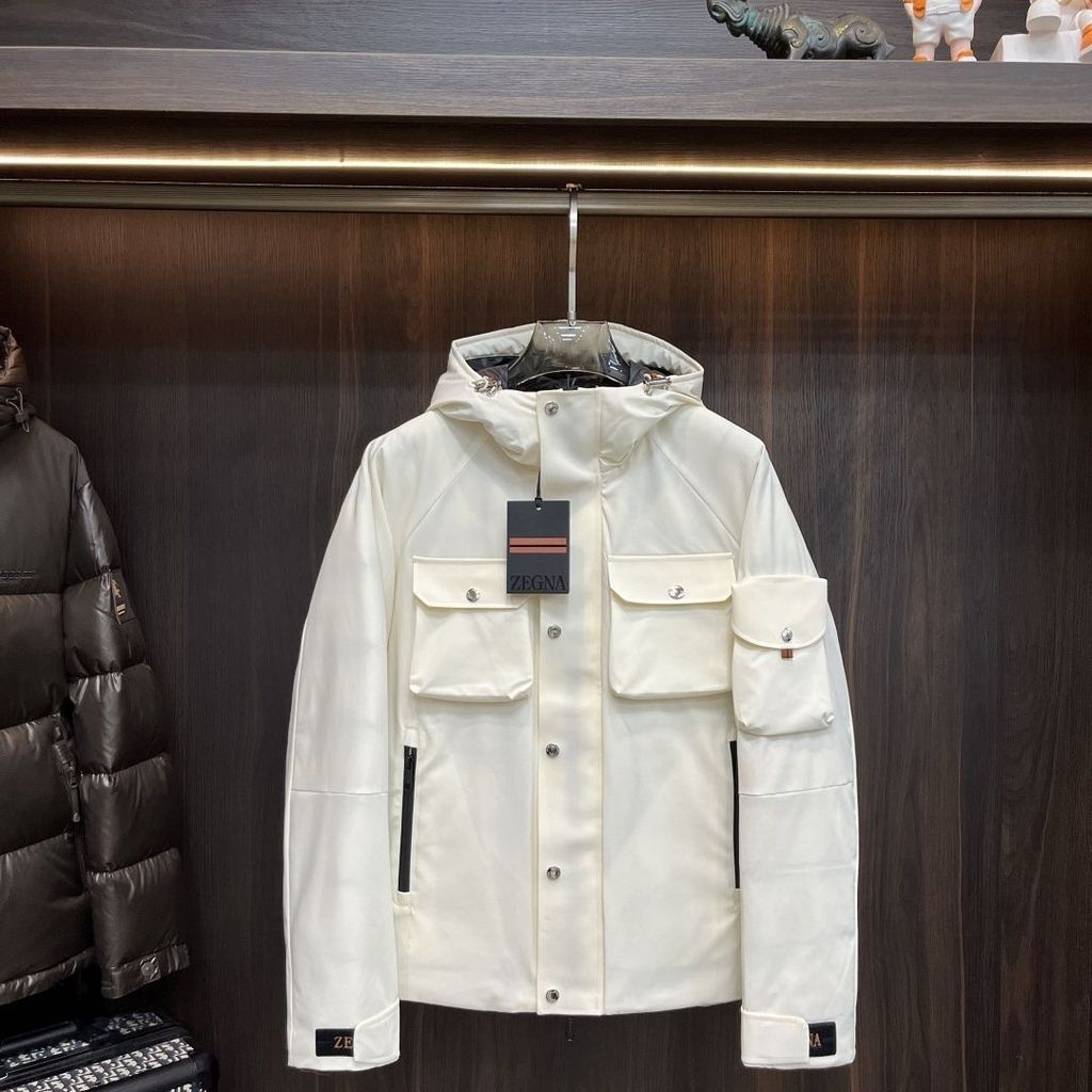2CYD Zegna Winter2025Men's Hooded Warm New Outdoor Workwear Thickened Windproof Down Jacket Casual