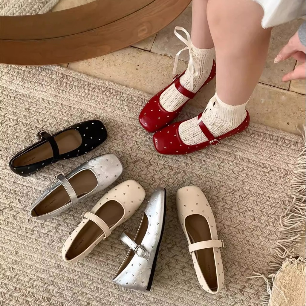 รองเท้าแมรี่เจนลำลองสำหรับผู้หญิง แบบส้นแบน น่ารัก ทันสมัยและใช้งานได้หลากหลาย ไซส์ 35-40