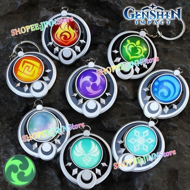 -JINN-NOD-KRAI VISION พวงกุญแจ GENSHIN IMPACT MOON WHEEL พวงกุญแจ GENSHIN อุปกรณ์เสริม Luminous พวงกุญแจของขวัญวันเกิด