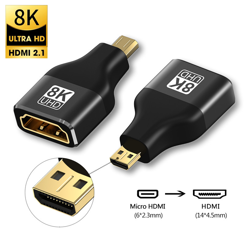 Micro HDMI Adapter 8K 60Hz 4K 120Hz Micro HDMI Male to HDMI 2.1 Female Converter For Sony Prjector C