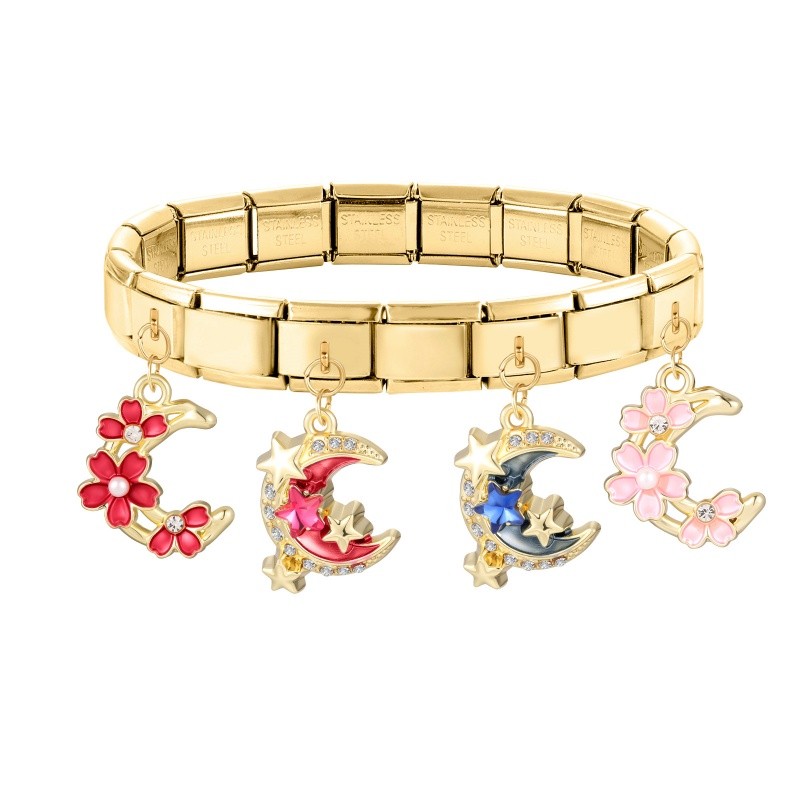 จี้สีทองหัวใจดวงจันทร์อิตาลี สเตนเลส ขนาดพอดี 9 มิลลิเมตร สำหรับสร้อยข้อมือ - รูปที่ 4