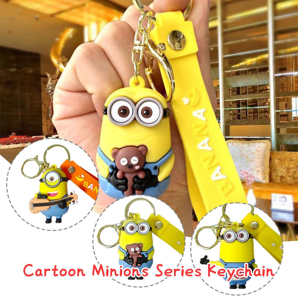 เก็บปลายทาง！8CM พวงกุญแจจี้ตุ๊กตาการ์ตูนมินเนี่ยนน่ารัก ของเล่นของขวญสำหรับเด็ก ห้อยกระเป๋า ห้อยมือถือ