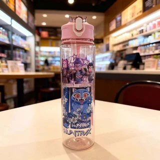 ZOEY RUMI MIRA แก้วพลาสติกพร้อมหลอดดูด 700 มล. กล่องของขวัญลายอนิเมะน่ารัก ขวดน้ำพร้อมหลอดดูด