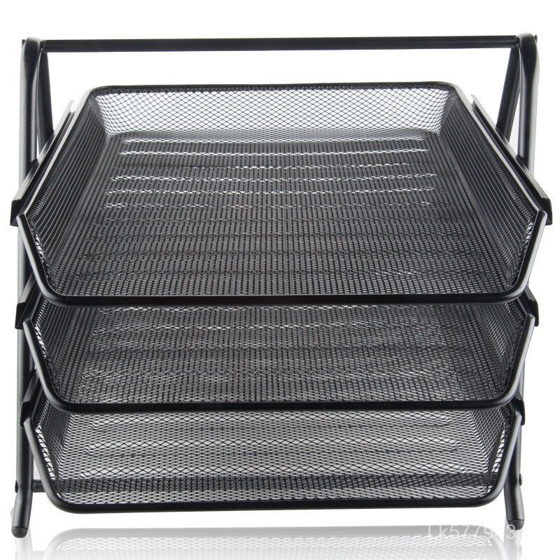 ชั้นวางข้อมูลชั้นวางแฟ้มสํานักงานเหล็กตาข่ายผู้ถือแฟ้ม Guangbo WZ9305 วาดประเภทถาดแฟ้มโลหะสามชั้น WK