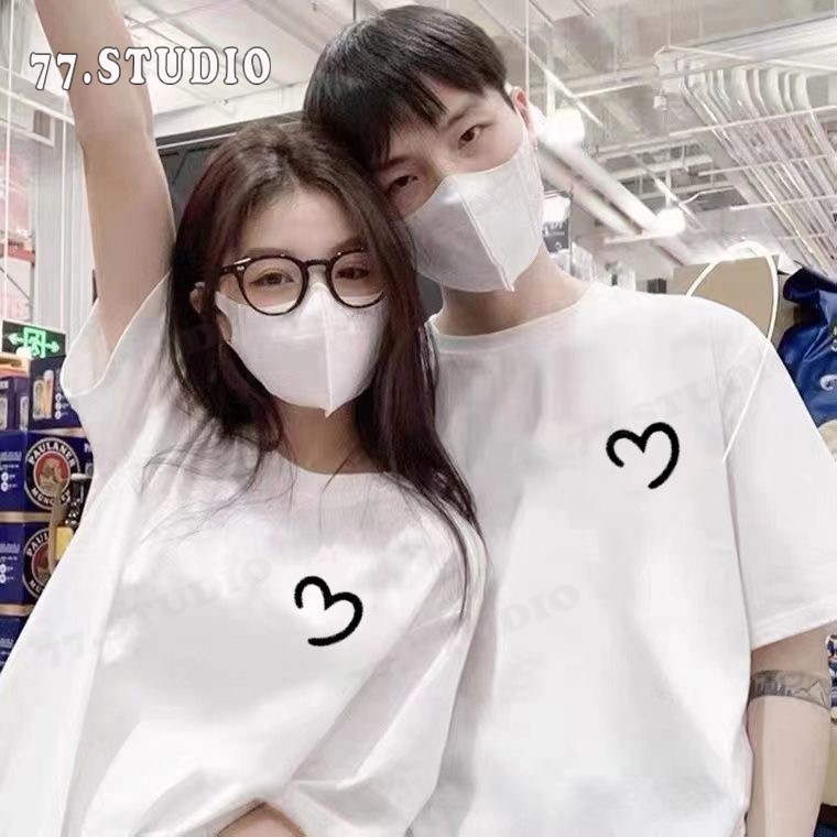 ❤️Happy Valentine’s Day❤️ เสื้อยืดคู่รัก ผ้าคอตตอน พิมพ์ลายความรัก แขนสั้น ใส่สบาย คุณภาพดี#oversize T-shirt # COD ราคา ถูกที่สุด ดีลบีเคเค แกลเลอรีภาพที่ 4