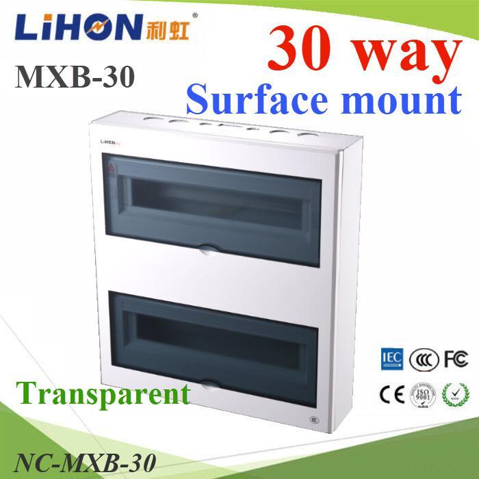 NC กล่องเบรกเกอร์ MXB-30 แบบ 2 ชั้น กล่องโลหะสีขาว ฝาพลาสติก ใส่เบรกเกอร์แบบเกาะราง Din rial ติดผนังภายใน..