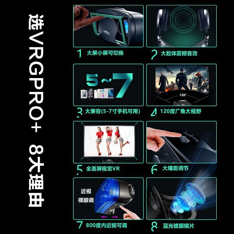 Vr แว่นตา Dual Handle สามารถเชื่อมต่อโทรศัพท์มือถือเล่นเกมแฟนของเล่น vr แว่นตาเสมือน ar All-in-One เ