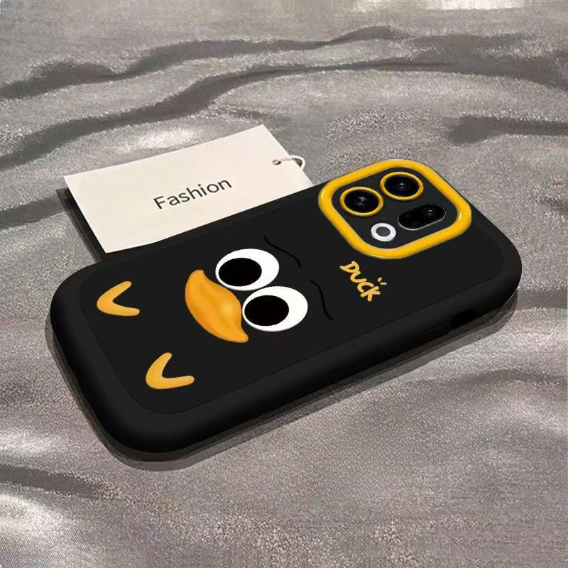 สําหรับ OPPO Find X9 X8 กรณี OPPO ค้นหา X9 X8 Pro น่ารักเป็ดแบน Beak เคสโทรศัพท์, พัฟ Anti-Drop Full-Cover Soft Gel