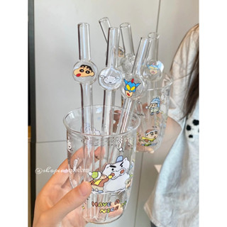 หลอดแก้ว หลอดดูดน้ำ หลอด insหลอด ชินจัง ดื่มชานมไข่มุกได้ วั…