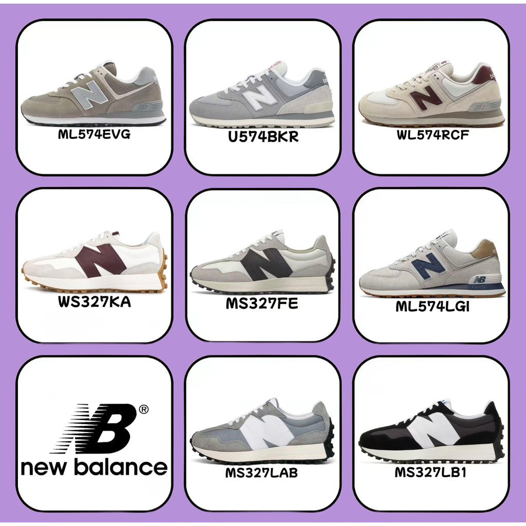 💖ของแท้% 100💖 New Balance 327 574 MS327FE สีขาว สีดำ สีเทา สีแดง สีน้ำเงิน