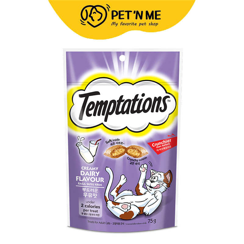 [จัดส่งจากคลัง] WHISKAS เทมเทชันส์ขนมสำหรับแมวสอดไส้ครีมรสครีมมี่แดรี่ 75กรัม [8853301001489]