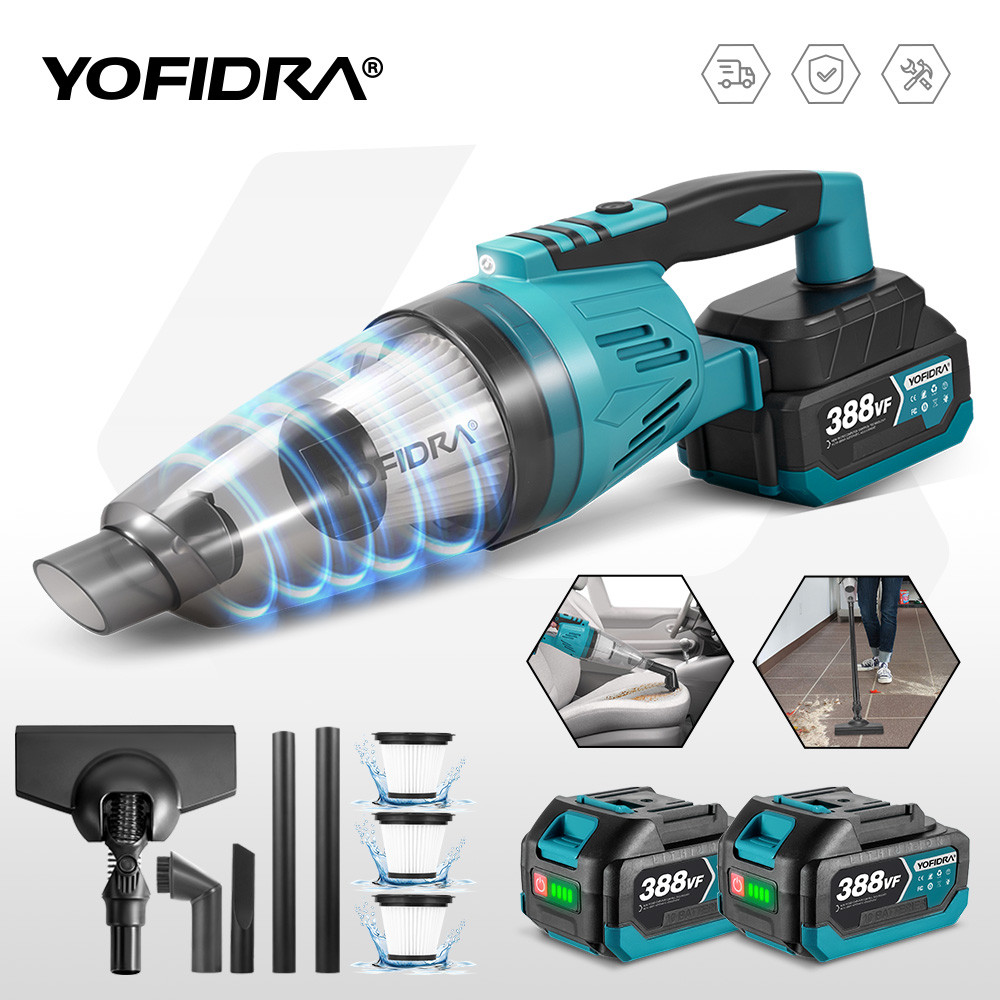 Yofidra 1500W ไร้สายมือถือเครื่องดูดฝุ่นไฟฟ้า Multi-function ทําความสะอาดรถบ้านสัตว์เลี้ยงเครื่องมือผมสําหรับ Makita 18V แบตเตอรี่