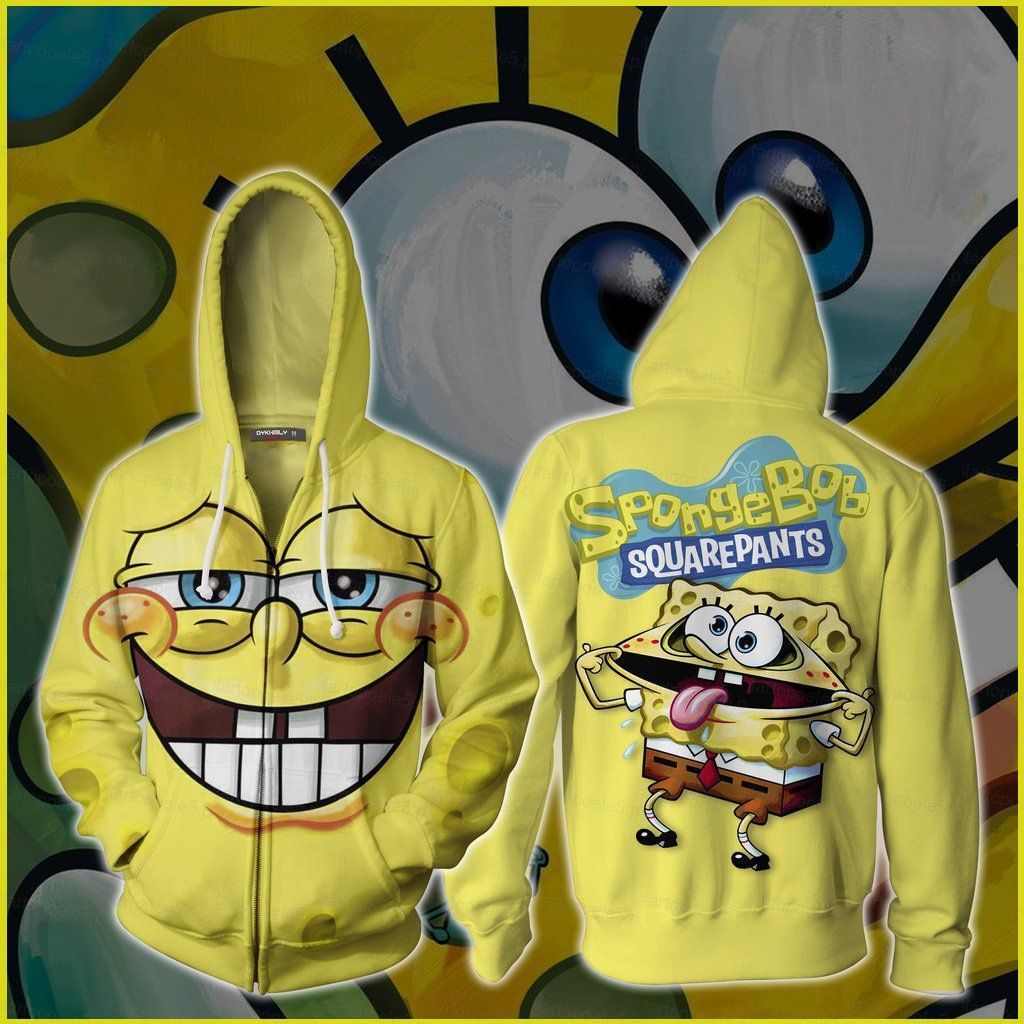 ST5 SpongeBob SquarePants แจ็คเก็ตอะนิเมะคอสเพลย์เสื้อแขนยาว Unisex เสื้อลําลองหลวม Outerwear TS5