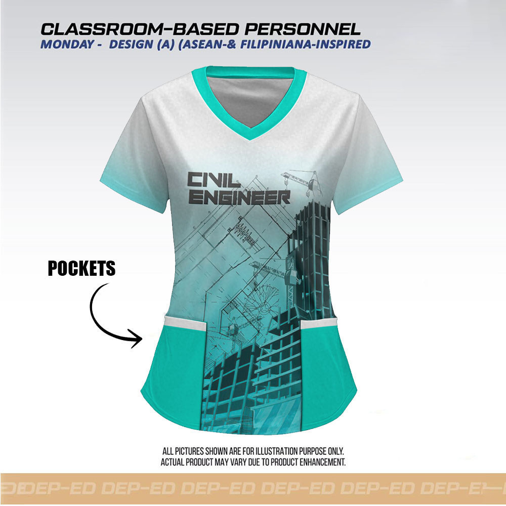 (เพิ่มกระเป๋า)2025 Teacher Uniform Womens Deped Uniform วันอังคารสู่วันพฤหัสบดี (BHW) เสื้อยืด Top