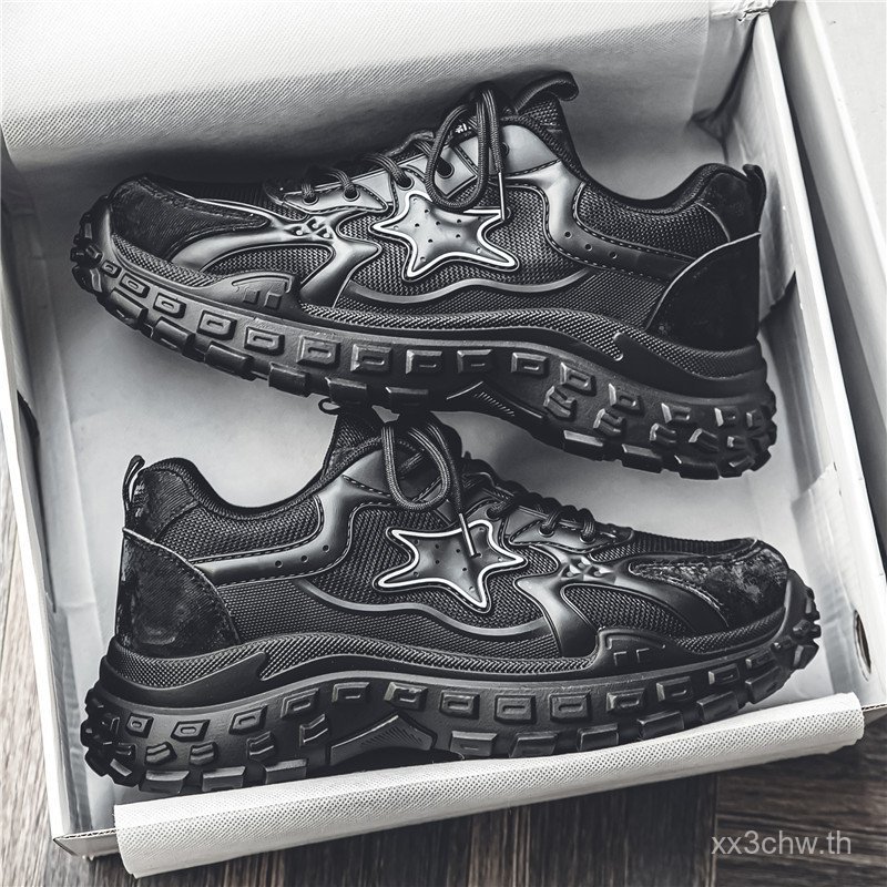 Summer Tyre Sole Daddy Shoes Sports Mens Shoes Trend Shoes Black Grey Khaki