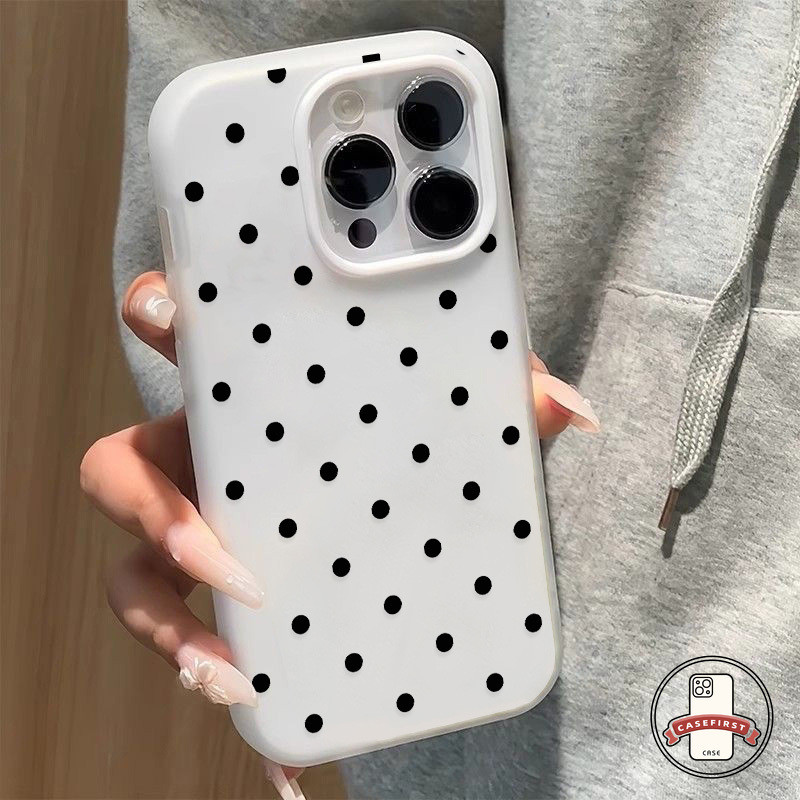 ง่ายแฟชั่นจุดสีดำจุด 2 ใน 1 เคส Realme C73 14X C75 C53 C61 7i C2 C55 NOTE 60X 60 50 C15 C25 C21Y C63