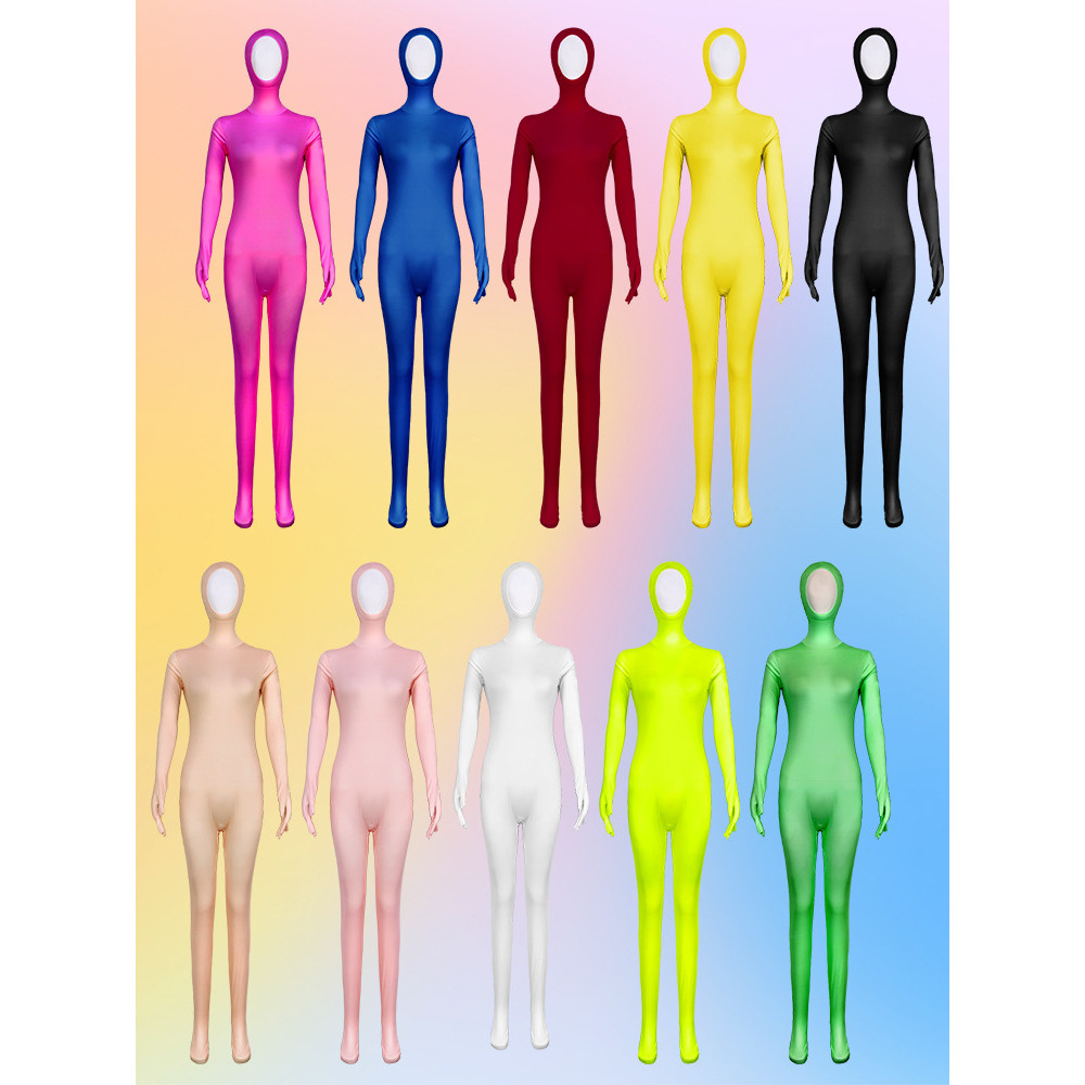 Cross-border e-Zentai สีหญิง款 衣 露加连手连脚连体衣裙 台表Cross-border ใหม่ Zentai สีทึบผู้หญิง