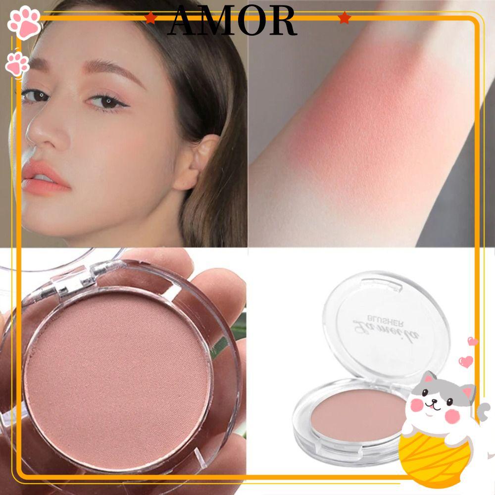 AMOR Natural Blush, Korea Peach Orange Monochrome Blush, Nude Pink Blue Matte Contour Shadow Cheek B