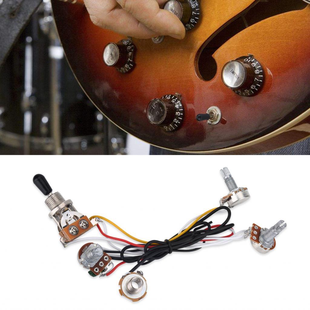 Outstyle-TH 2 Volume 1 Tone Jack 500K Pots 3 Way Switch Wiring Harness for Electric Guitar Bass ซื้อ