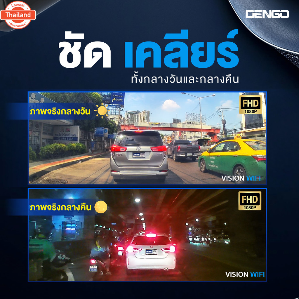 ถูกที่สุด! Dengo Vision Wifi กล้องติดรถยนต์ กล้องหน้าคมชัด FullHD 1080P เชื่อมต่อ Wifi ดูผ่านมือถือไ