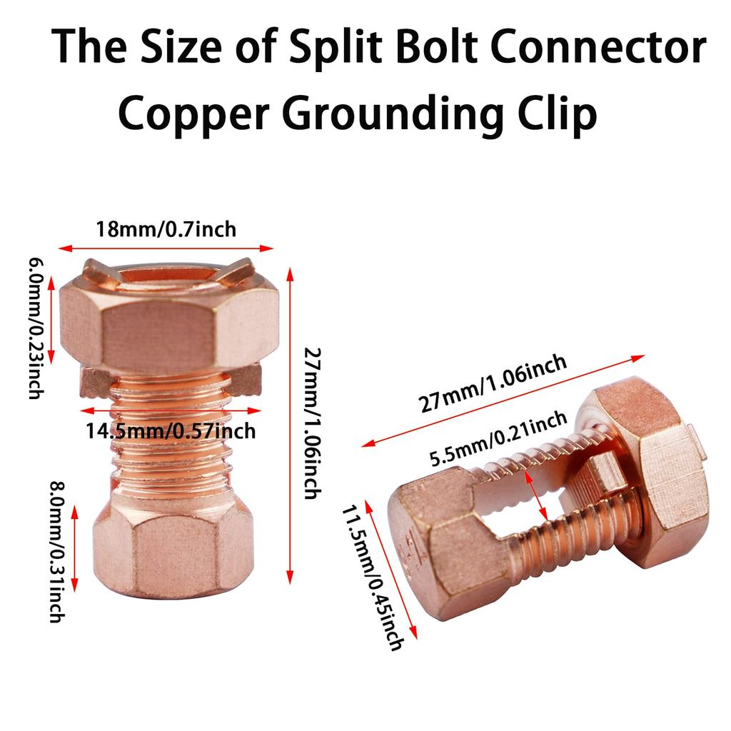 Split Bolt Connector High Strength Copper Grounding Clamps for Completing Ground Bonding to Bare Wir