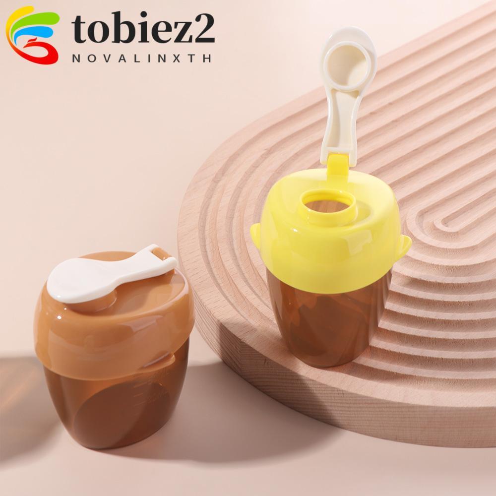TOBIEMI กล่องนมผงเด็ก,พร้อมช้อนนมผง Toddle ภาชนะขนม, แบบพกพา Essential ซีเรียล Feeding กล่องอาหารกลา