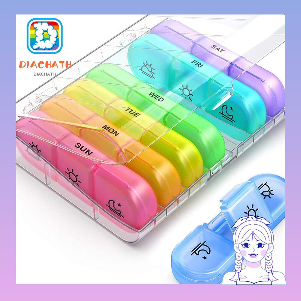 DICHATH 7 Days Weekly Vitamin Holder Organizer Pill Splitters