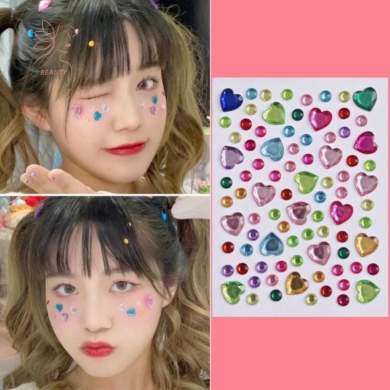 [maybeauty] สติกเกอร์อัญมณีเพชรรูปหัวใจสีสันสดใส 3D Face Rhinestone Tattoo สติกเกอร์อายแชโดว์ Fo เทศกาลปาร์ตี้เวทีแต่งหน้า Bling DIY ตกแต่ง {TH}