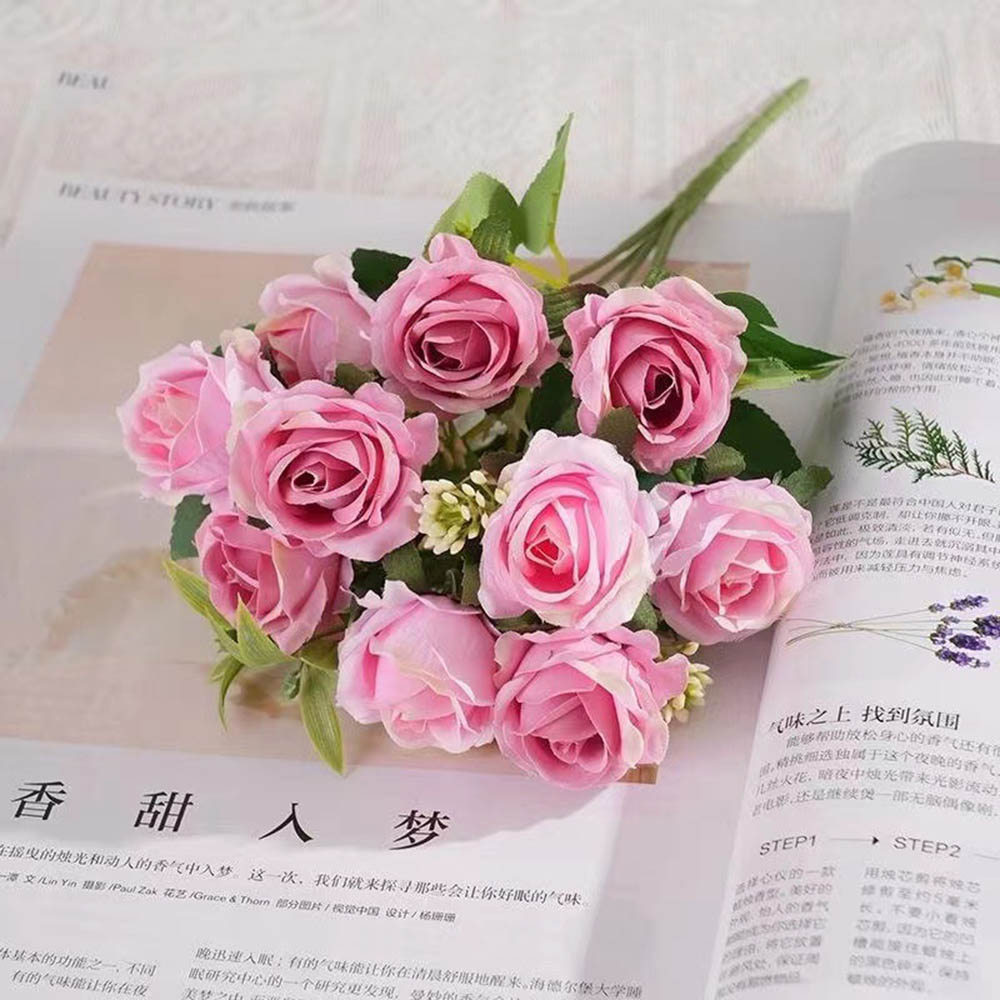 ช่อบูเก้กุหลาบx18 แซมตุ้มจิ๋ว ดอกกุหลาบ ดอกไม้ประดิษฐ์ ดอกไม้ปลอม ช่อดอกไม้ ตกแต่งบ้าน พร็อพถ่ายรูป - รูปที่ 6