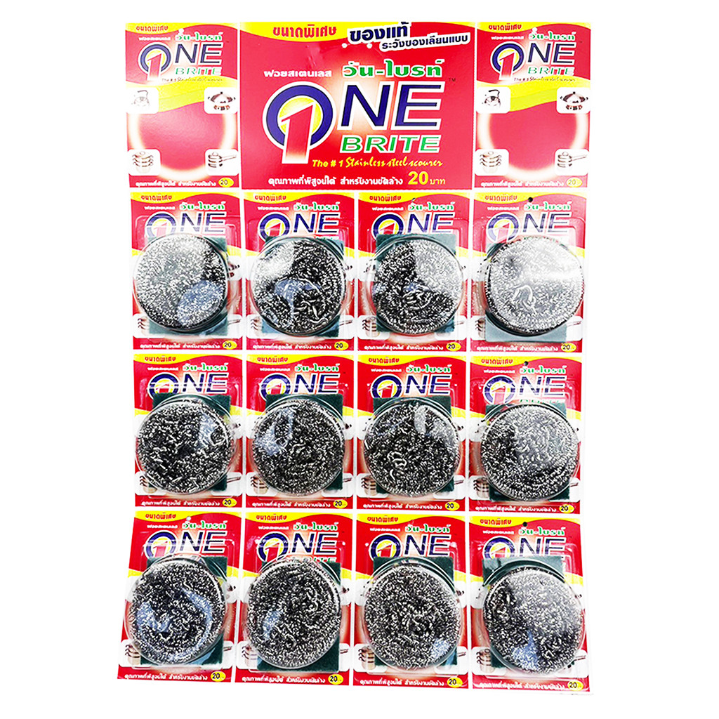 ฝอยขัดหม้อ ONE-ไบรท์ สเตนเลส ยกแผง 12ชิ้น(ราชบุรีส่งด่วน)