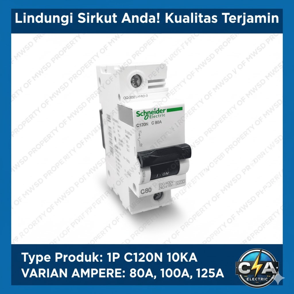 SCHNEIDER MCB 10KA C120N 1P 100A A9N18358 Mini Circuit Breaker มาตรฐานไฟฟ้า SNI เดิม