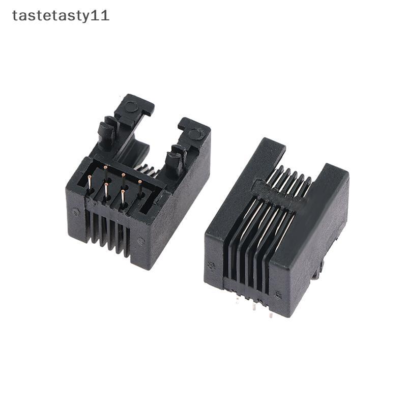 TA 10PCS RJ11 โทรศัพท์ซ็อกเก็ตโค้ง Pin 95001 4P4C 6P6C 6P4C หญิงแจ็ค Pcb Connector โทรศัพท์ซ็อกเก็ต 