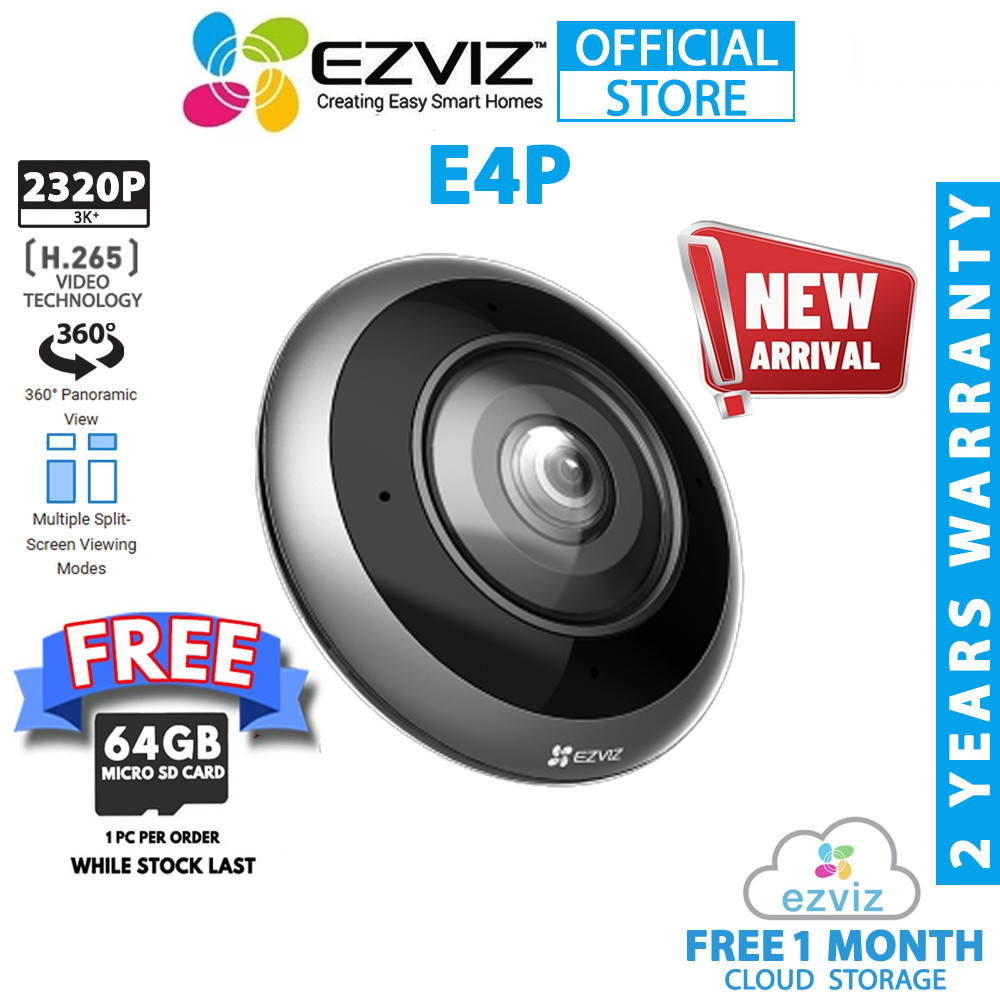 EZVIZ E4P 6MP 3K + Two-Way Talk Human Shape Detection H.265 5G สมาร์ท Dual Band Wi-Fi Panoramic Fish