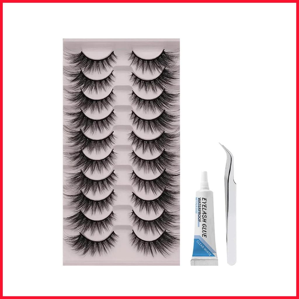 ขนตาปลอม 10 คู่ 3D ปริมาณกันน้ํา Make up อุปกรณ์แถบขนตาสําหรับผู้หญิงสาวแฟนภรรยาของเธอ kiamy