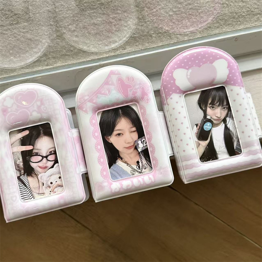 Original ins Style Pink Love Heart Wings 10 ซม.โพลารอยด์ปุ่มสแน็ปอัลบั้ม Aidou Photocard