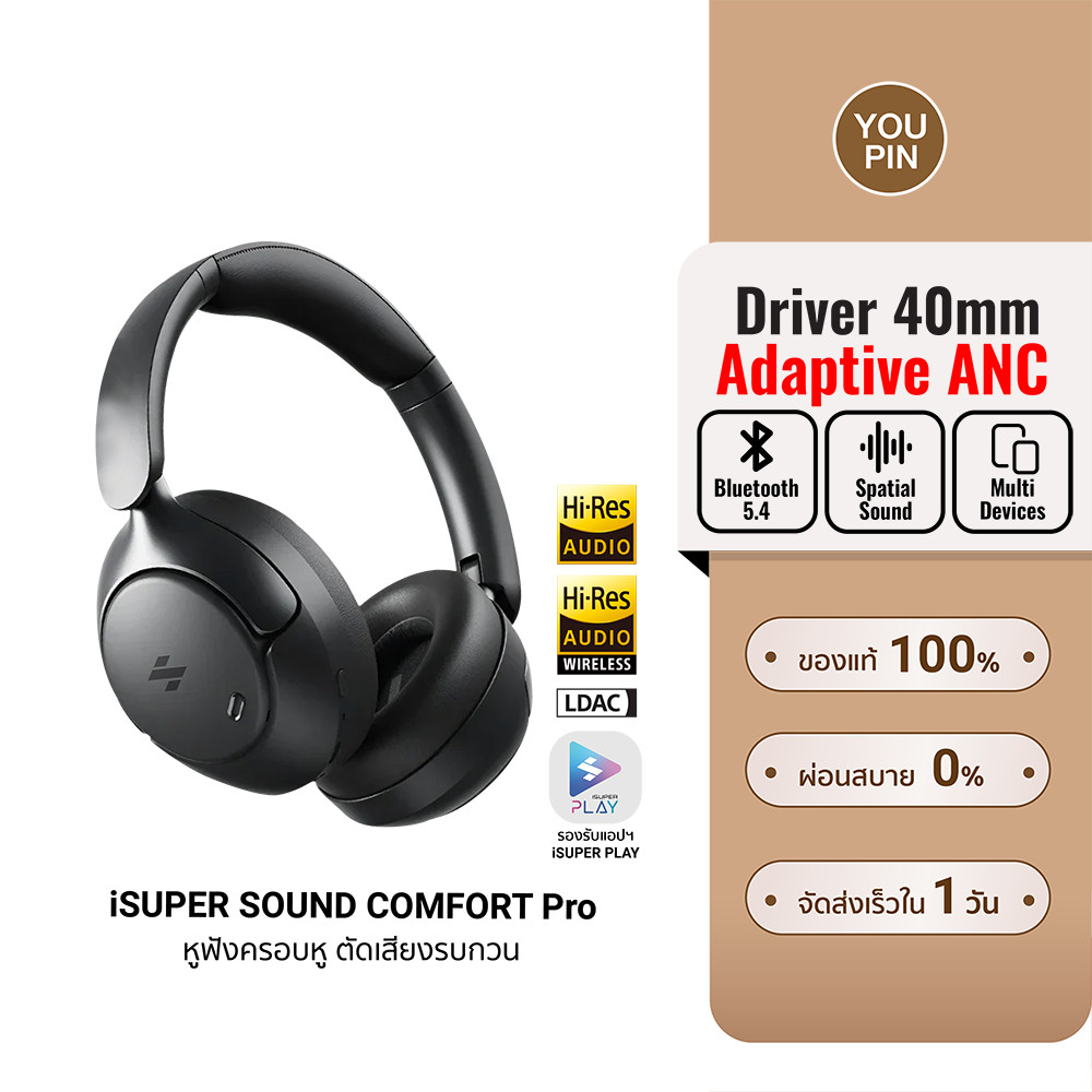 [ลดเหลือ 1592] iSUPER SOUND COMFORT PRO หูฟังครอบหู Headphone รองรับ Hi-Res Wireless LDAC ตัดเสียงรบ