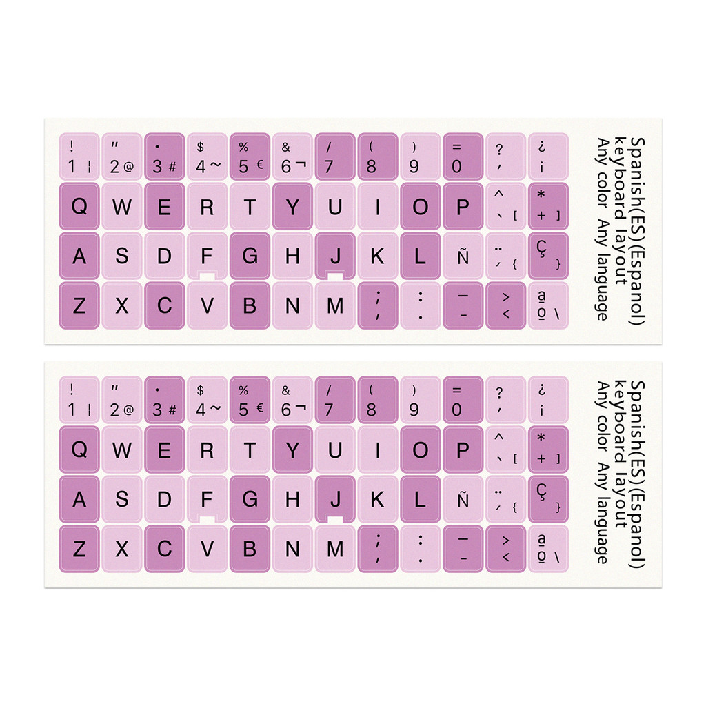 2pcs Colorful Keyboard Stickers Spanish Letters, Universal Keyboard Letters Replacement Sticker for 