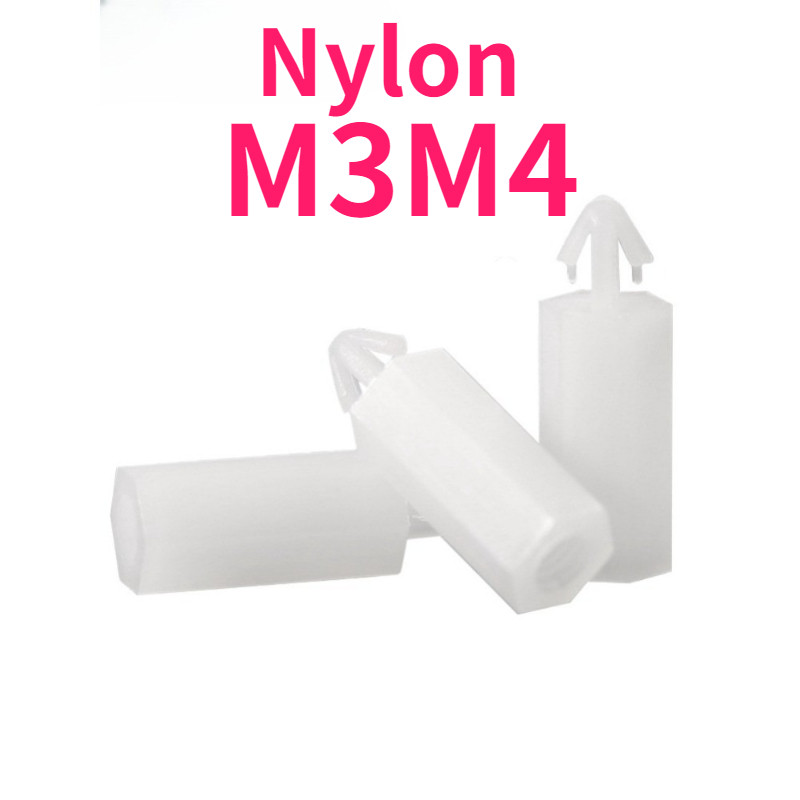 หัวเข็มขัดหกเหลี่ยมคอลัมน์ไนลอน M3 push-in PC board spacer คอลัมน์ยกคอลัมน์เครื่องบินหัวพลาสติกแยกคอ