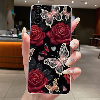 SAMSUNG สําหรับSamsung A07 2025 เคสโทรศัพท์ใสหรูหราผีเสื้อดอกไม้เยลลี่ปลอกสําหรับSamsung Galaxy A07 SamsungA07 07 ซิลิโคนปกหลัง