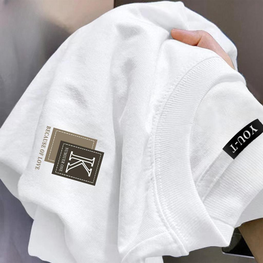 【My-T】🚀เสื้อเท่ๆ อเมริกัน oversizeผ้าCotton โคตรนุ่มเสื้อสีดํา พิมพ์ลาย "BECAUSE OF LOVE"เสื้อ ผู้ชาย- ผู้หญิง【COD】