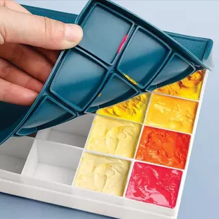 จานสีพร้อมฝายางฝาซิลิโคน24ช่องสําหรับสีอะคริลิคน้ํามันโปสเตอร์สี