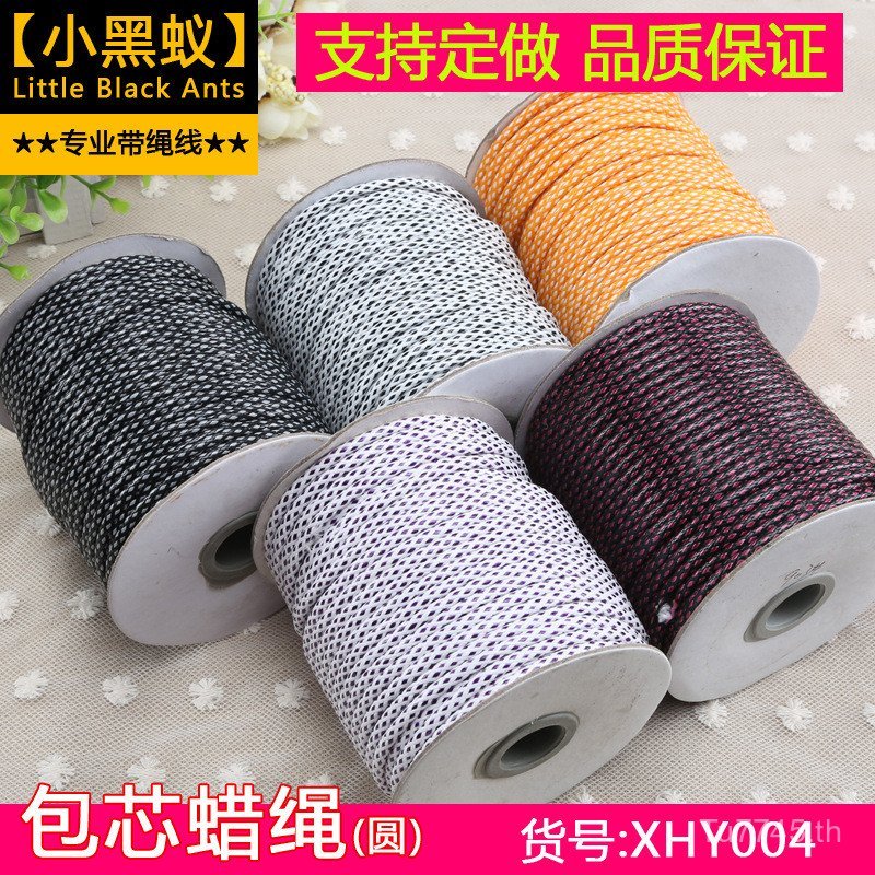 สองสีผู้ผลิตขายส่ง Core-spun DIY สร้อยคอเชือก 3.5 มม.รอบเครื่องประดับสีดําพร้อมสต็อกเชือกถักขี้ผึ้งเ