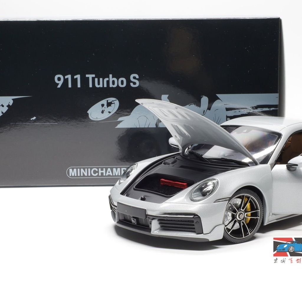 Minichamps Mini Cut Porsche 911 992 Turbo S Alloy Full Open Car Model Silver 1: 18