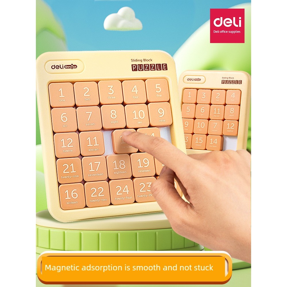 ของเล่นพกพา ของdiy Deli Magnetic Digital Huarong Road เด็กเลื่อนปริศนานักเรียนประถมแม่เหล็ก Sudoku J