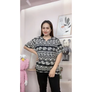 เสื้อสปัน เสื้อดำ ลายช้าง เสื้อผ้าแฟชั่น ผ้านิ่มใส่สบาย ( สินค้าพร้อมส่ง) รุ่น1011