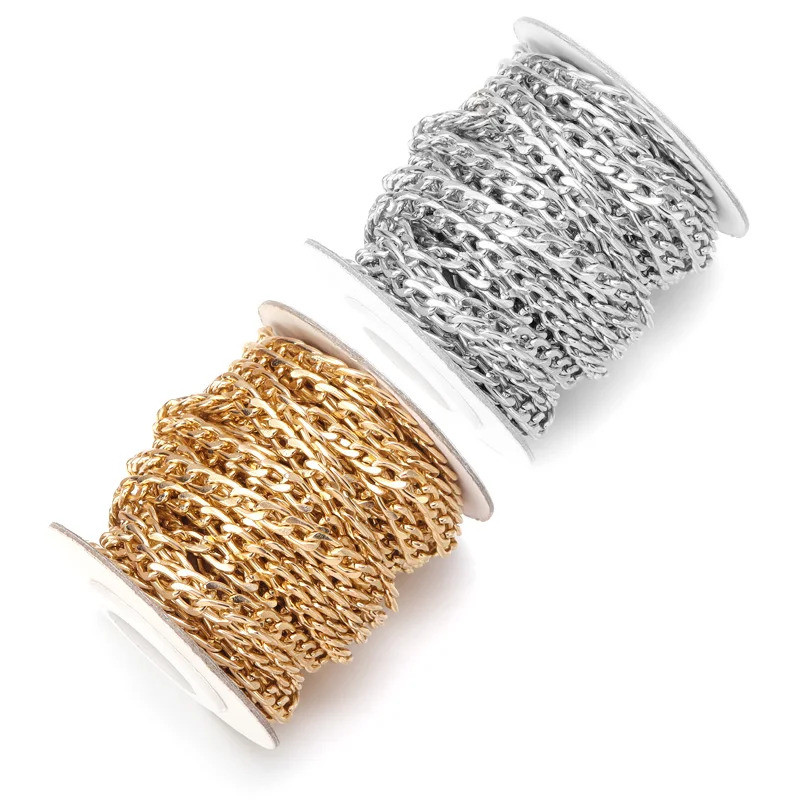 5 หลา/ม้วนอลูมิเนียมโซ่รูปร่างแบน Nk Line Chain สําหรับ Diy สร้อยข้อมือสร้อยคอเครื่องประดับทําอุปกรณ