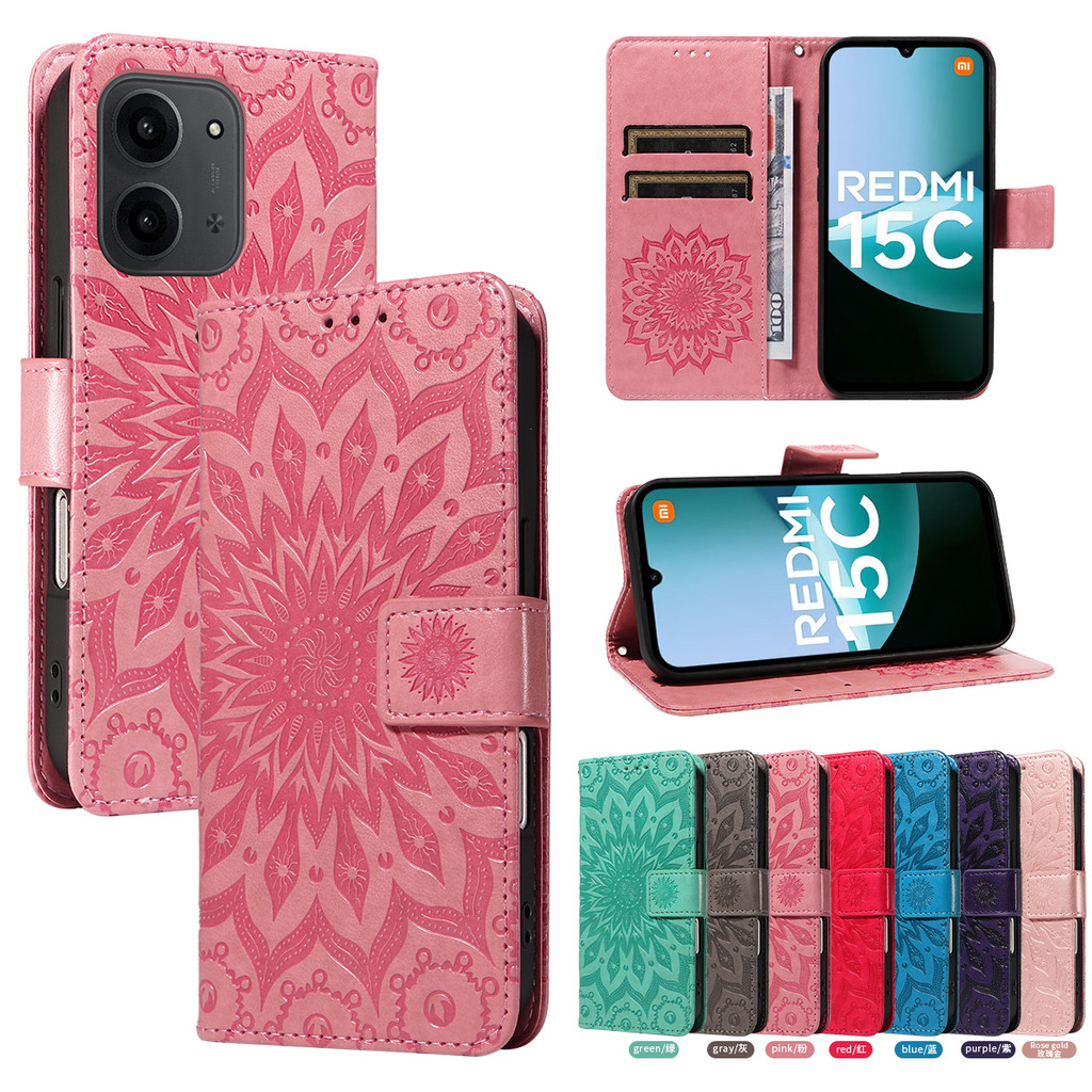 ดอกทานตะวันพลิกกระเป๋าสตางค์ปลอกหนังสําหรับRedmi 9A 9T 9C 10A 10C 10Prime 10Prime + 9 8A A1 A1Plus X
