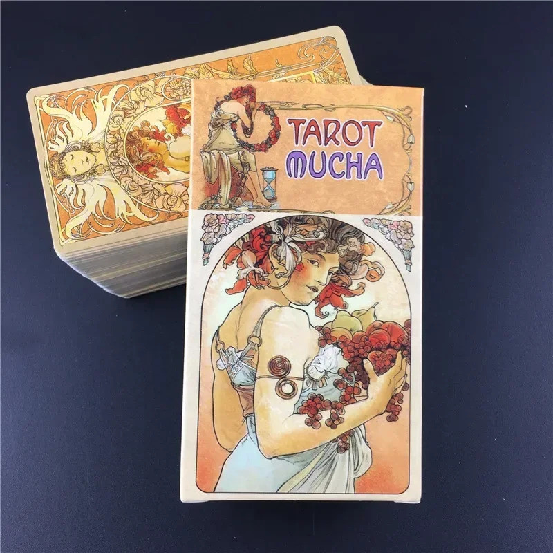 Tarot Mucha ไพ่ทาโรต์เกมกระดานการ์ดดาดฟ้าสําหรับครอบครัว Gathering Party เล่นไพ่เกมกระดาน